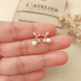 Aretes Cereza Blanca Strass - Colección Acero