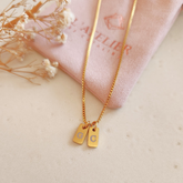 Collar Placas Doble Gold Mujer - Colección Acero