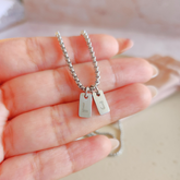 Collar Placas Doble Plateado Hombre - Colección Acero