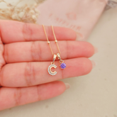 Collar Iniciales Mini Deluxe Punto de Luz Lila - Colección Acero