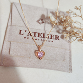 Collar Corazón Rosado Rose - Colección Acero