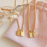 Pack Collar Parejas Placas Doble Gold - Colección Acero