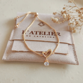 Pulsera Regulable Corazón Cristal - Colección Acero