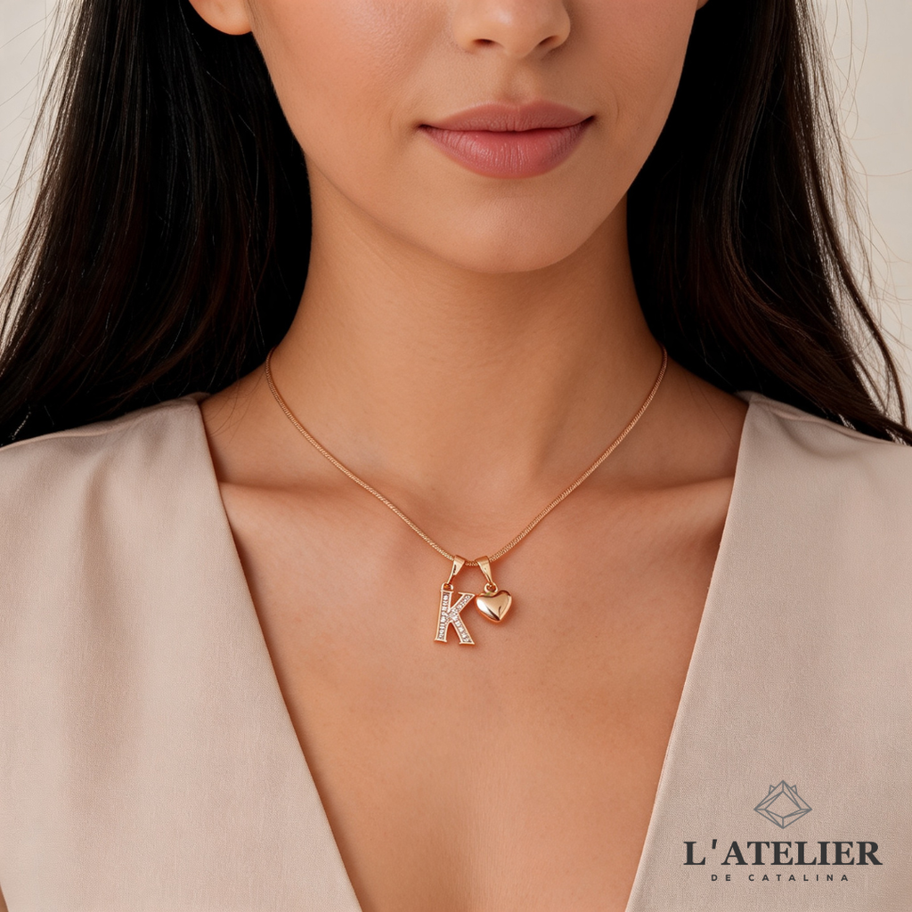 Collar Iniciales Corazón - Colección Acero