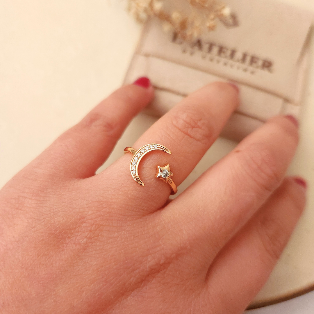 Anillo Luna Estrella - Colección Acero