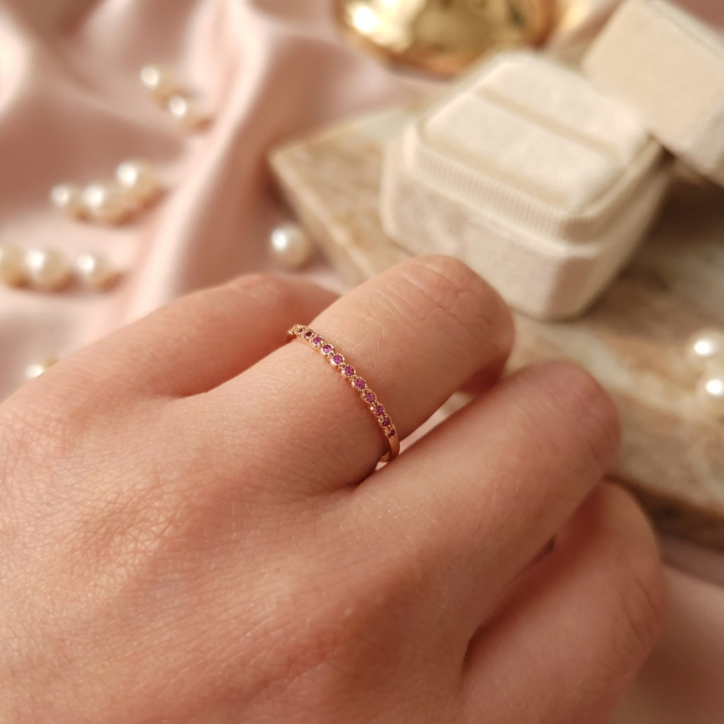 Anillo Circones Fucsia - Colección Acero