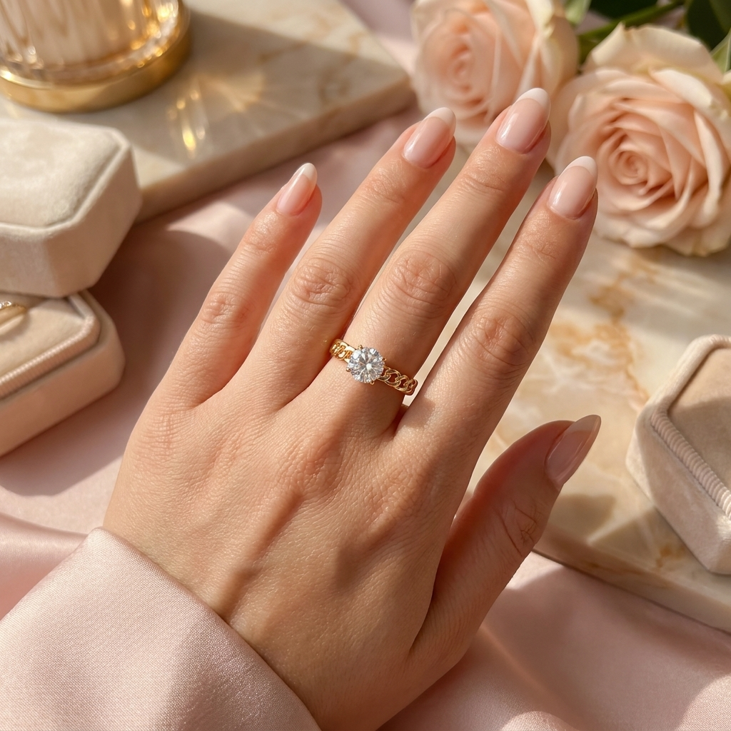 Anillo Eslabones Cristal - Colección Acero