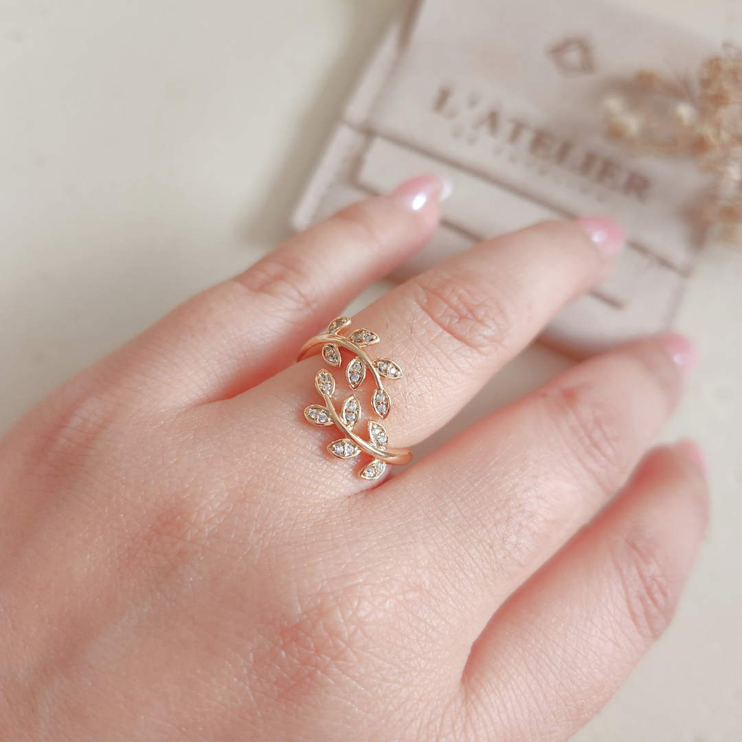 Anillo Hojas - Colección Acero