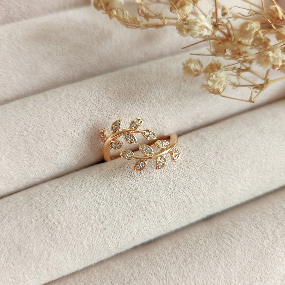 Anillo Hojas - Colección Acero