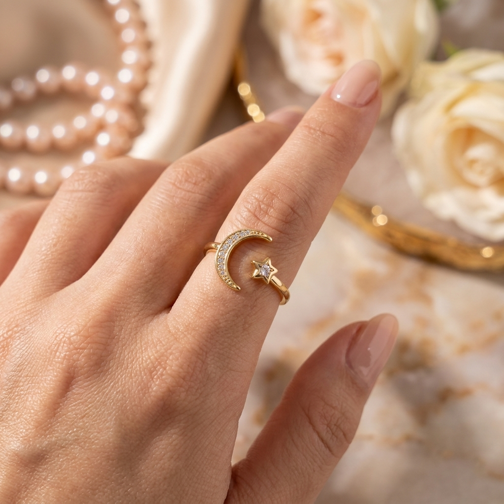Anillo Luna Estrella - Colección Acero