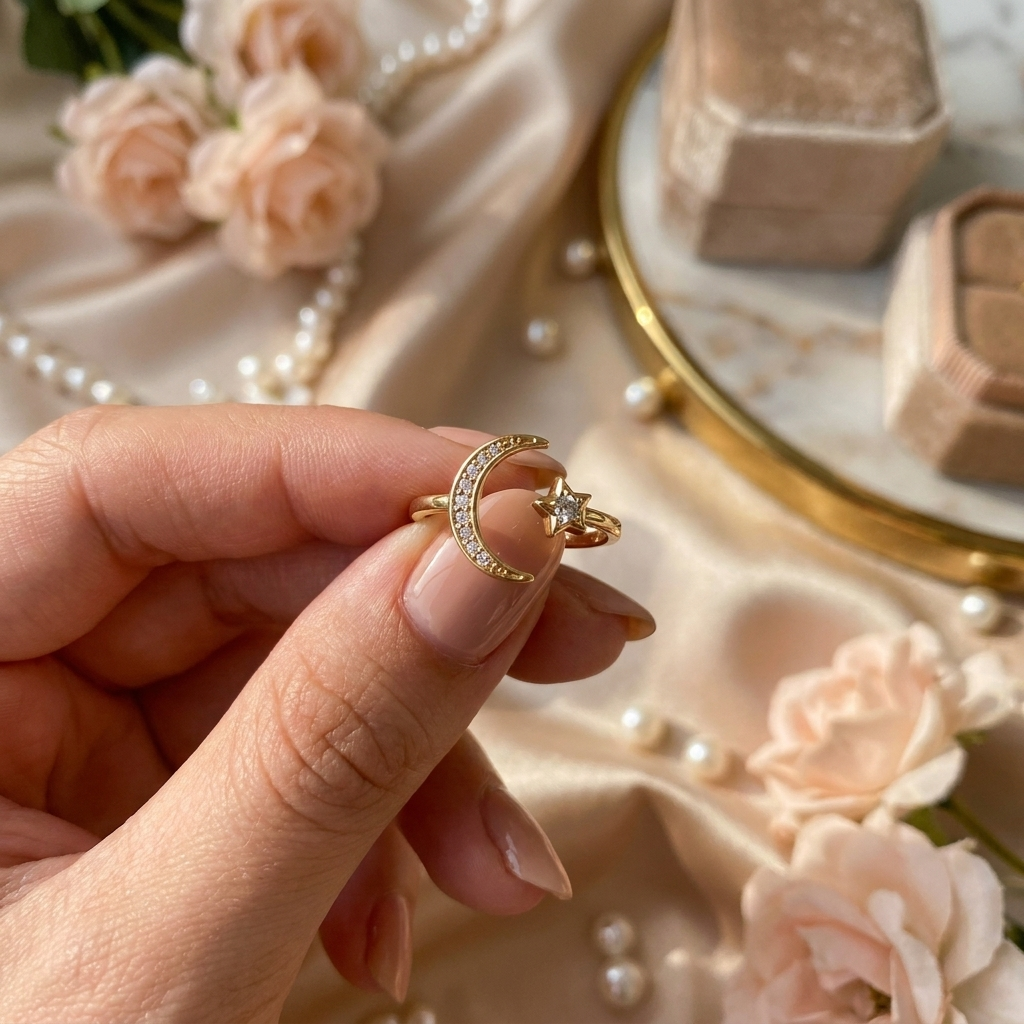 Anillo Luna Estrella - Colección Acero