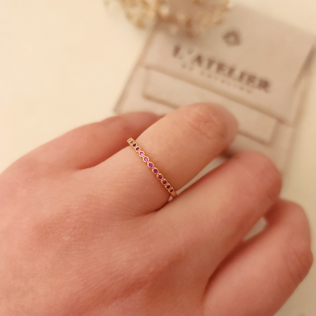 Anillo Circones Fucsia - Colección Acero