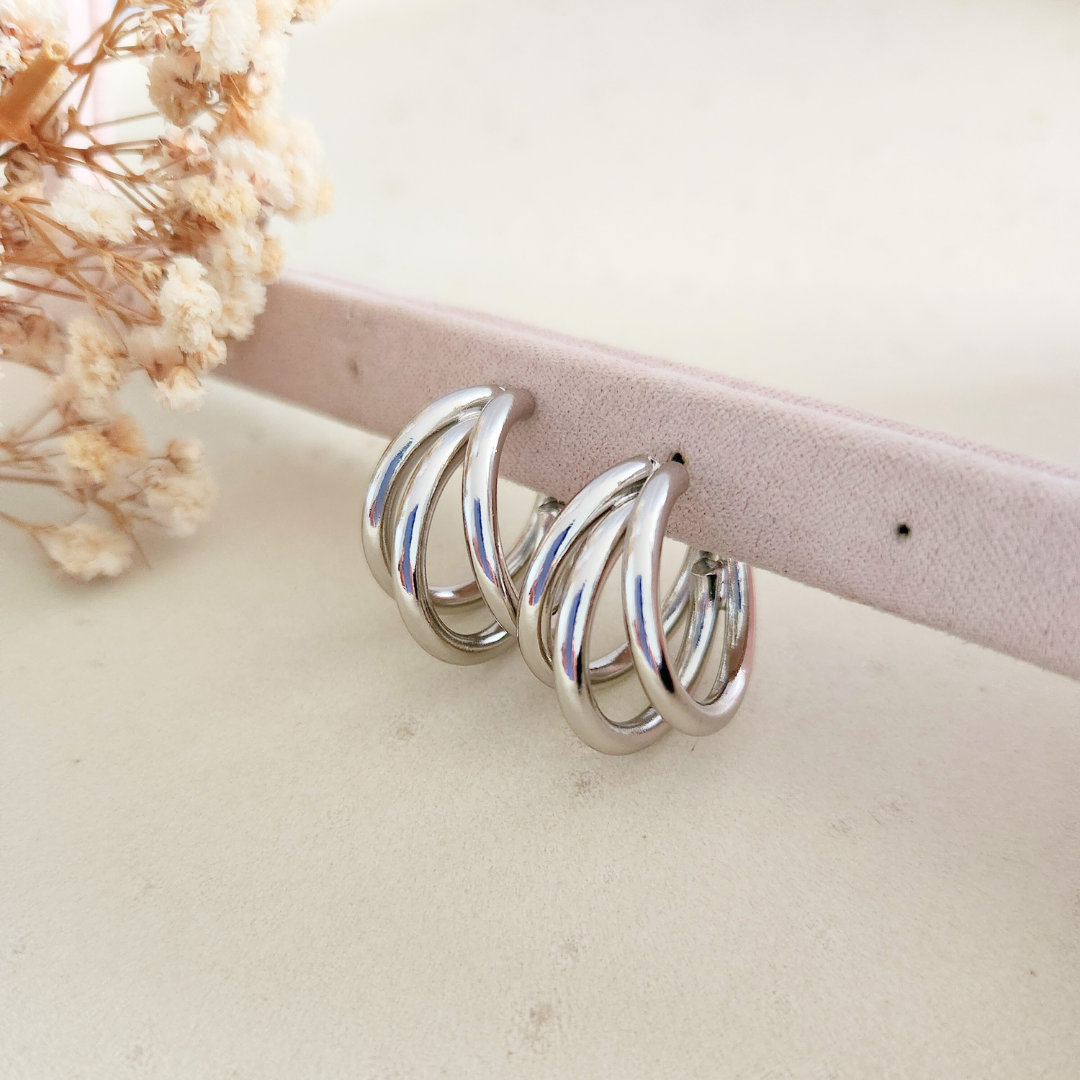 Aretes Carola Plateado - Colección Acero