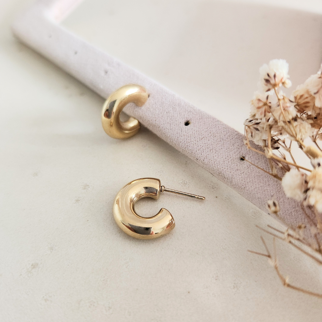 Aretes Bold Gold - Colección Acero