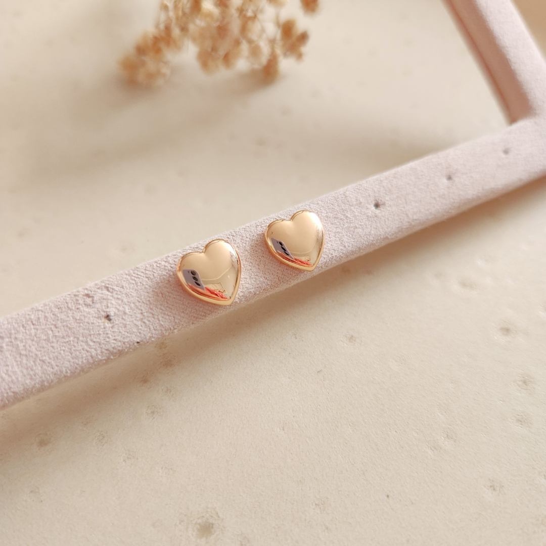 Aretes Corazón Liso - Colección Acero
