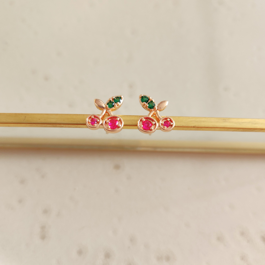 Aretes Cereza Fucsia - Colección Acero
