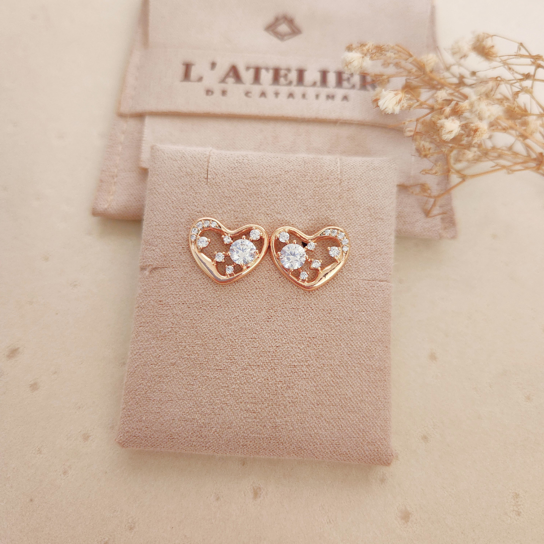 Aretes Corazón Cristal - Colección Acero