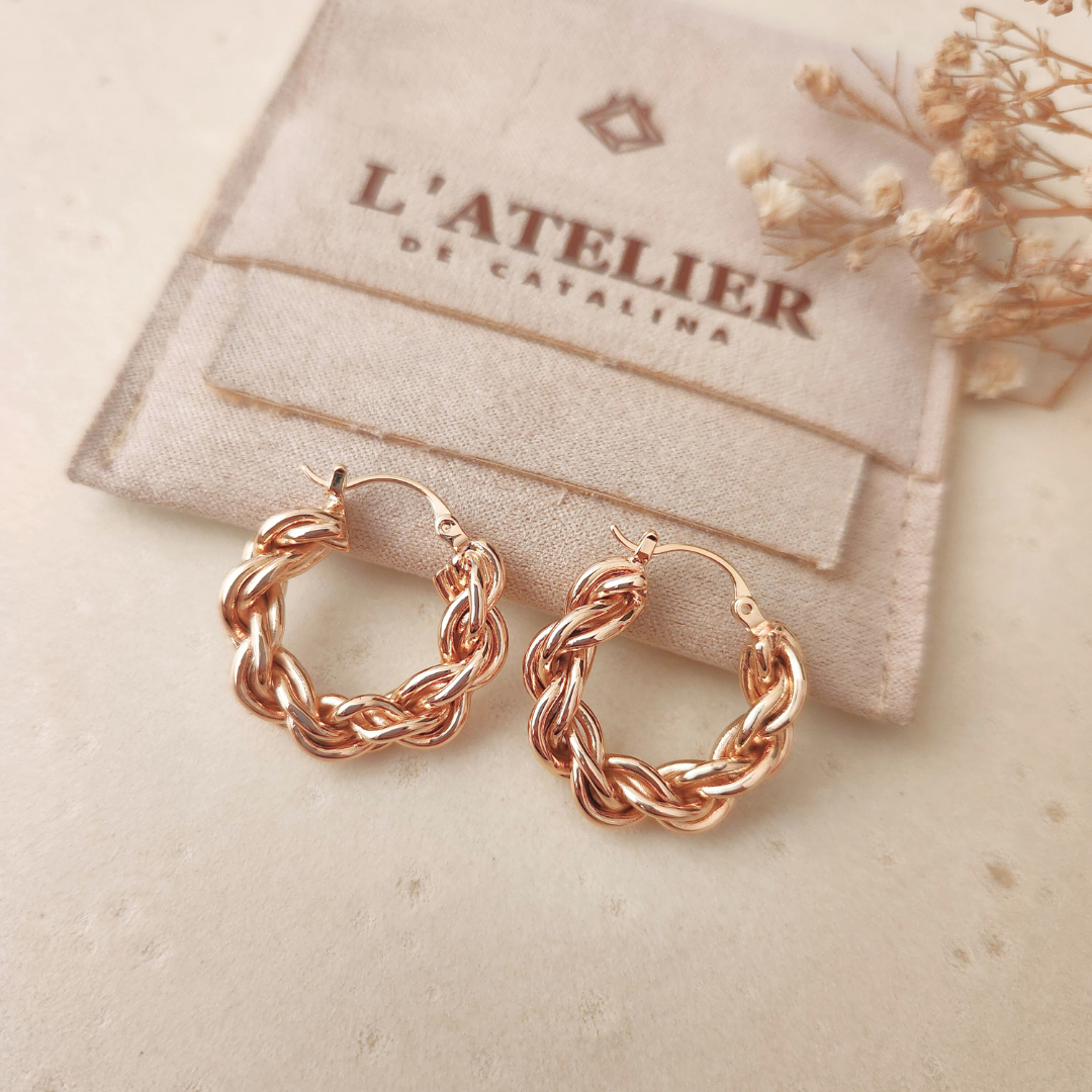 Argollas Entrelazado Mediano - Colección Acero