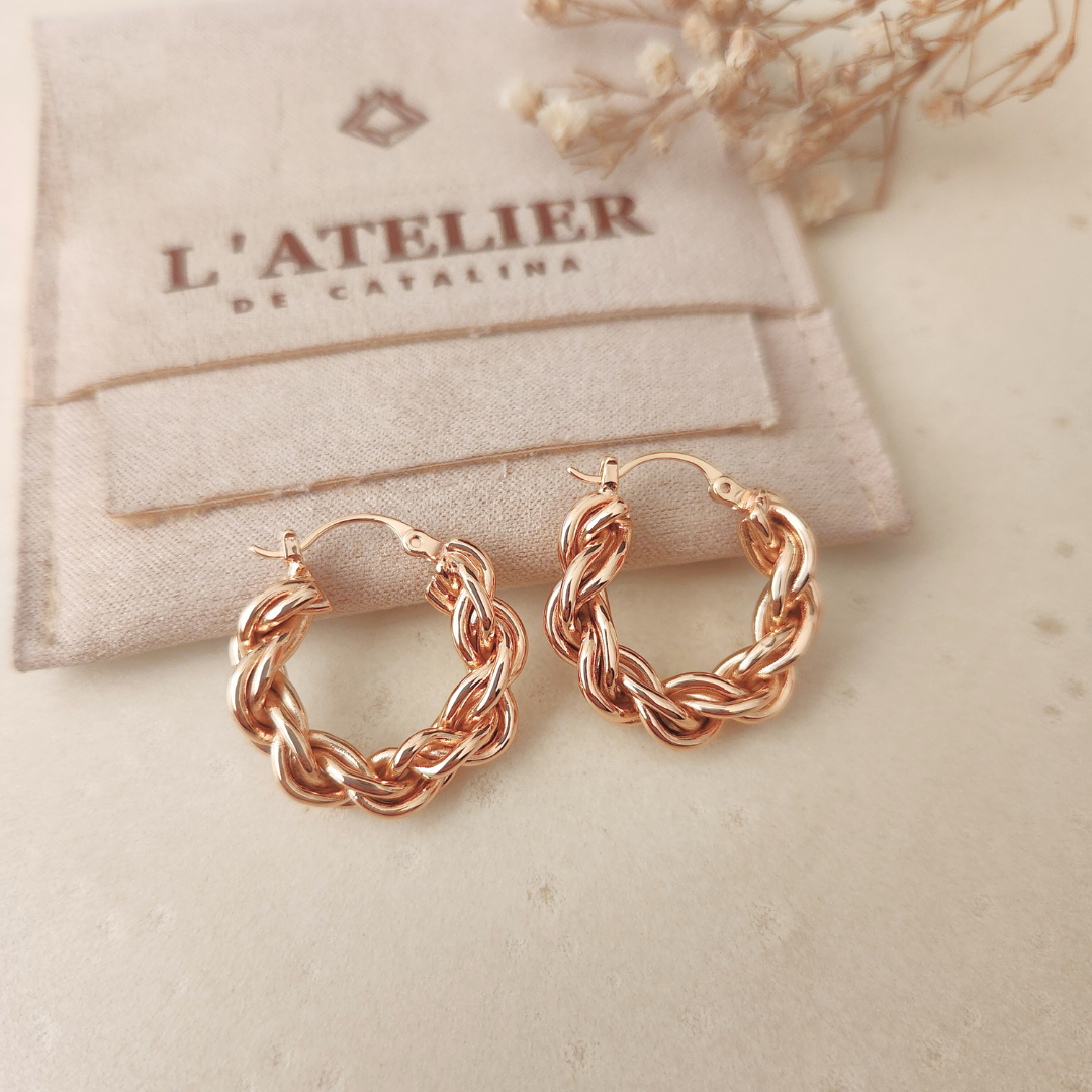 Argollas Entrelazado Mediano - Colección Acero