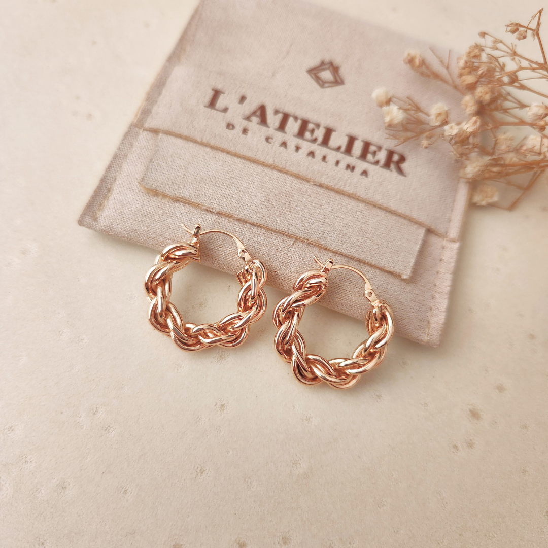 Argollas Entrelazado Mediano - Colección Acero