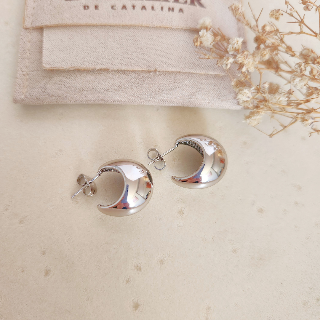 Aretes Cleo Plateada - Colección Acero