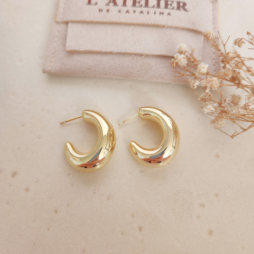 Aretes Ara Gold - Colección Acero