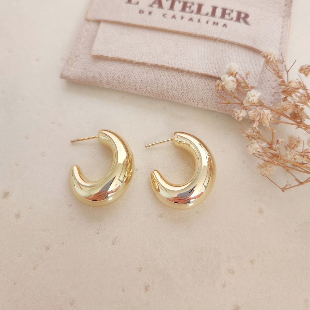 Aretes Ara Gold - Colección Acero