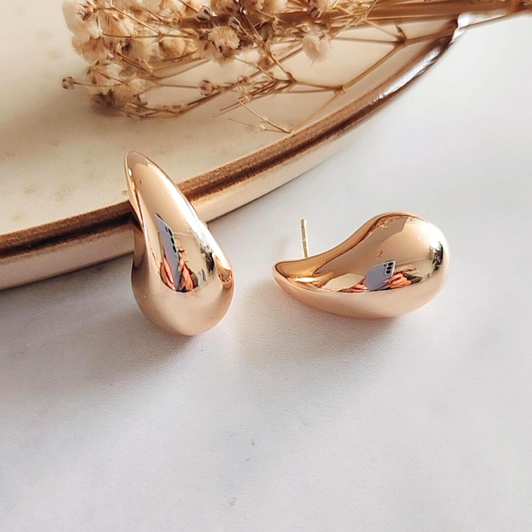 Aretes Gota Grande Rose - Colección Acero