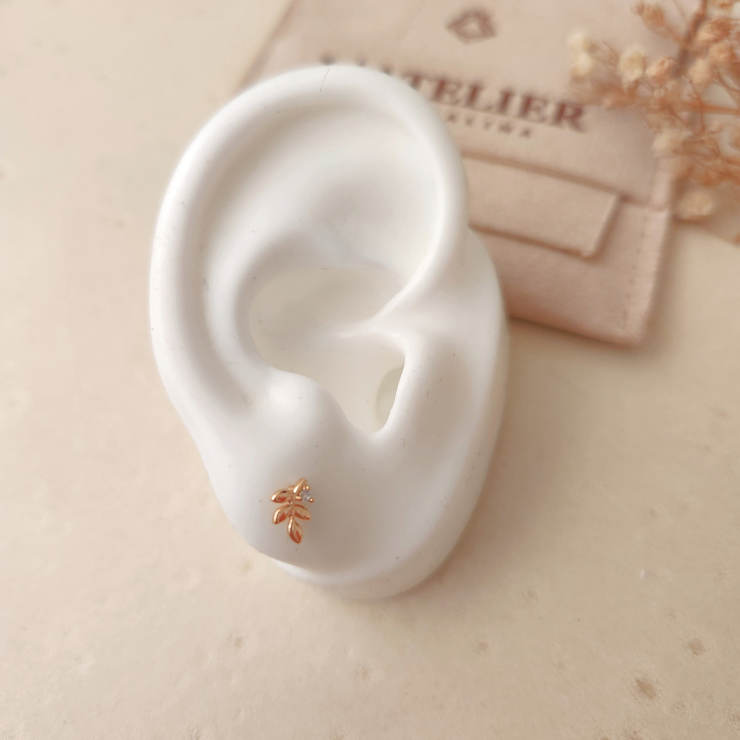 Aretes Mini Hojas - Colección Acero