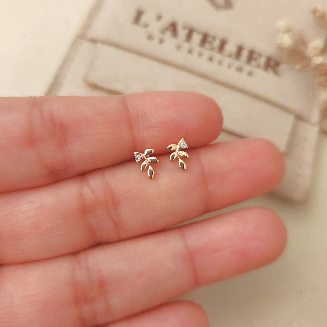Aretes Mini Hojas - Colección Acero