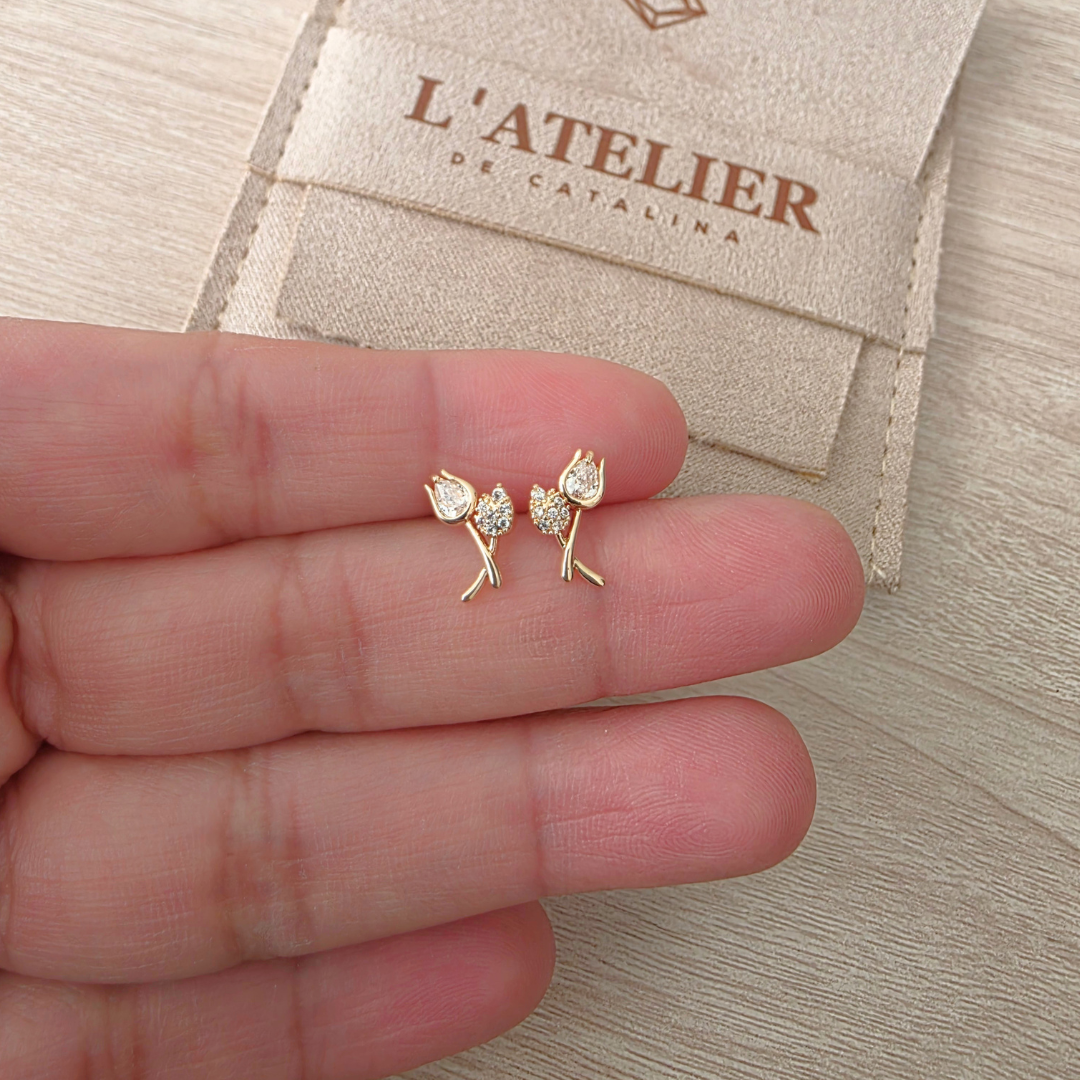 Aretes Tulipán Doble - Colección Acero