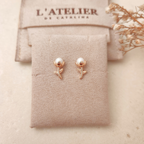 Aretes Tulipán Perla - Colección Acero