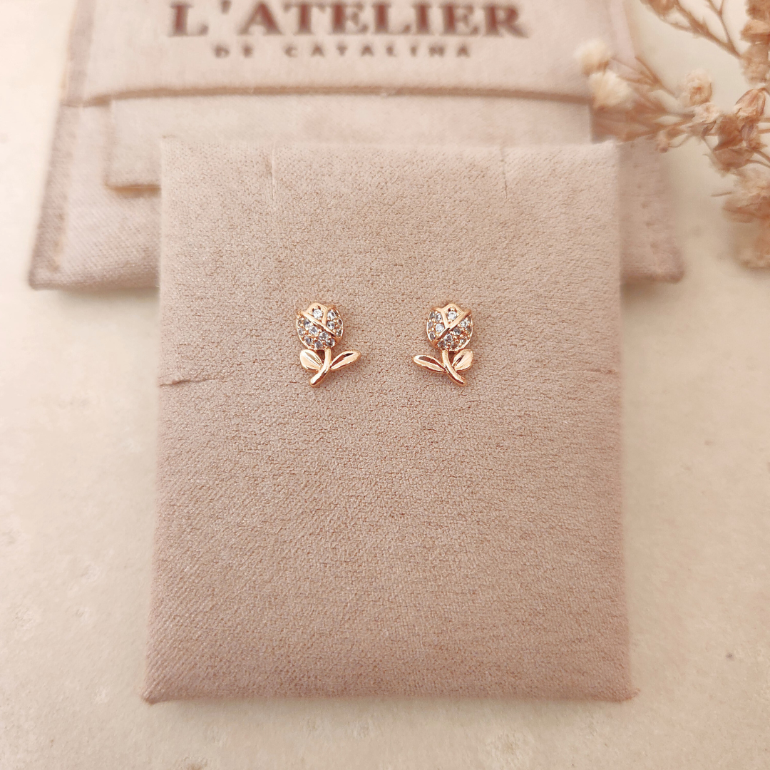 Aretes Tulipán Strass - Colección Acero