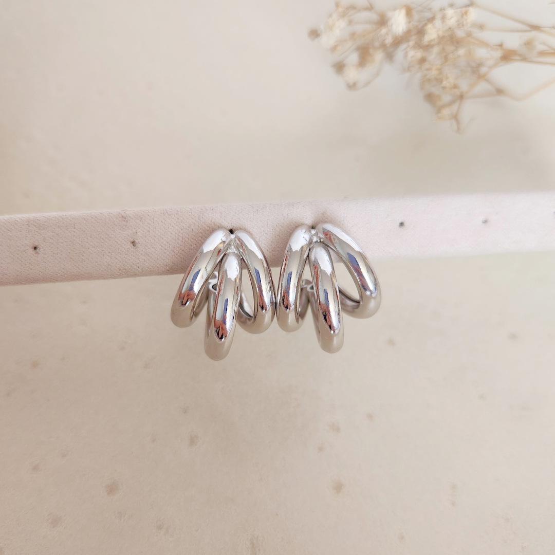 Aretes Carola Chunky Plateado - Colección Acero