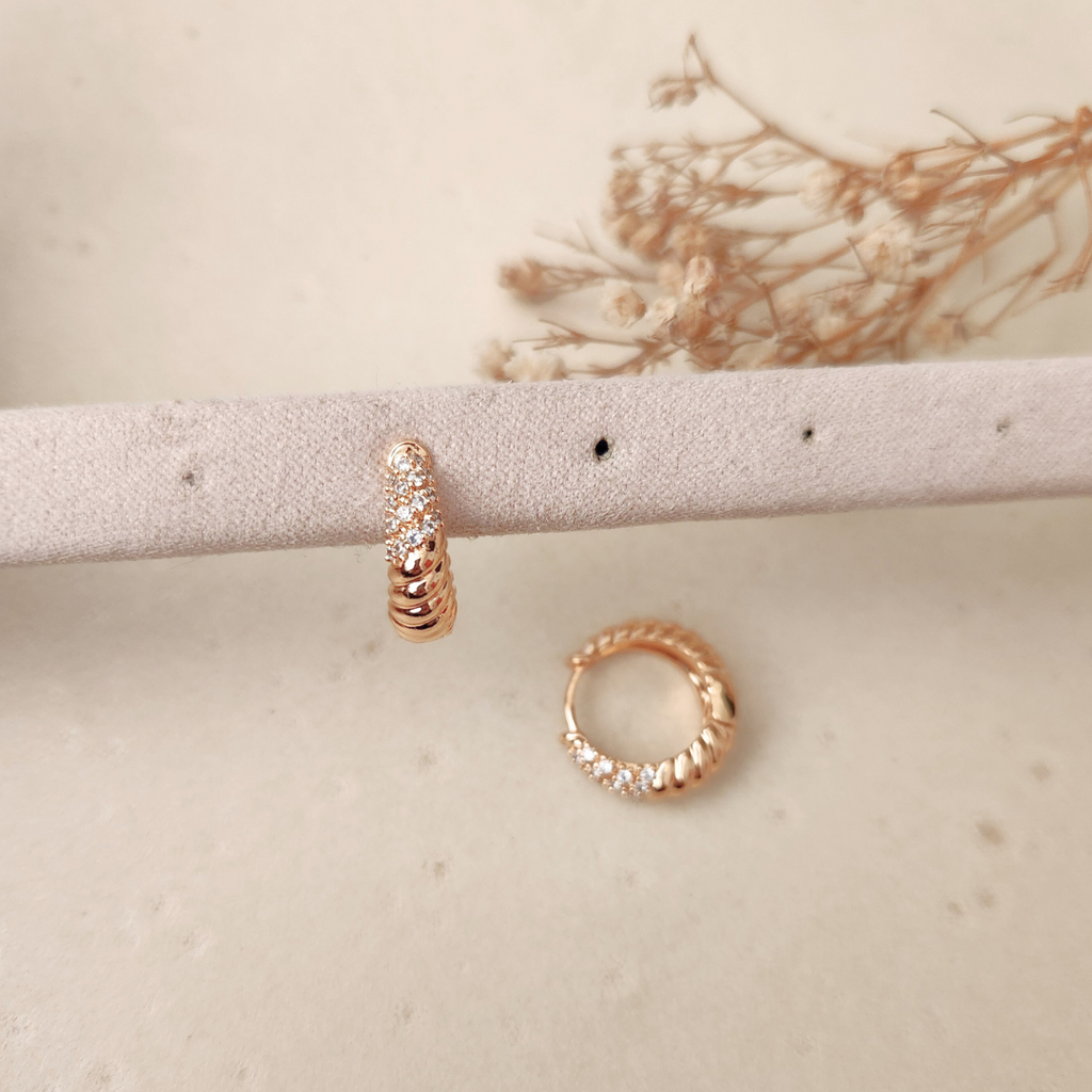 Argollas Líneas Strass - Colección Acero