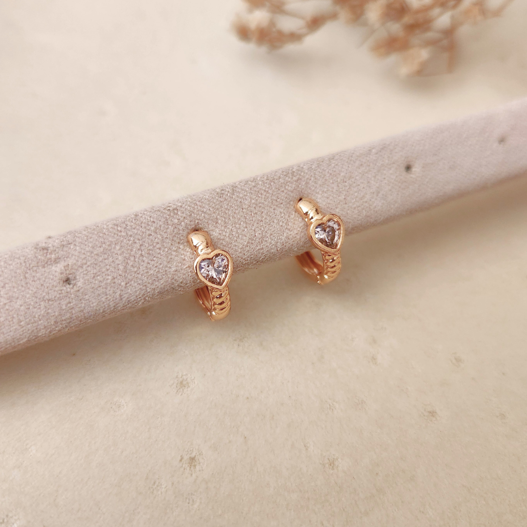 Argollas Corazón Rosa - Colección Acero