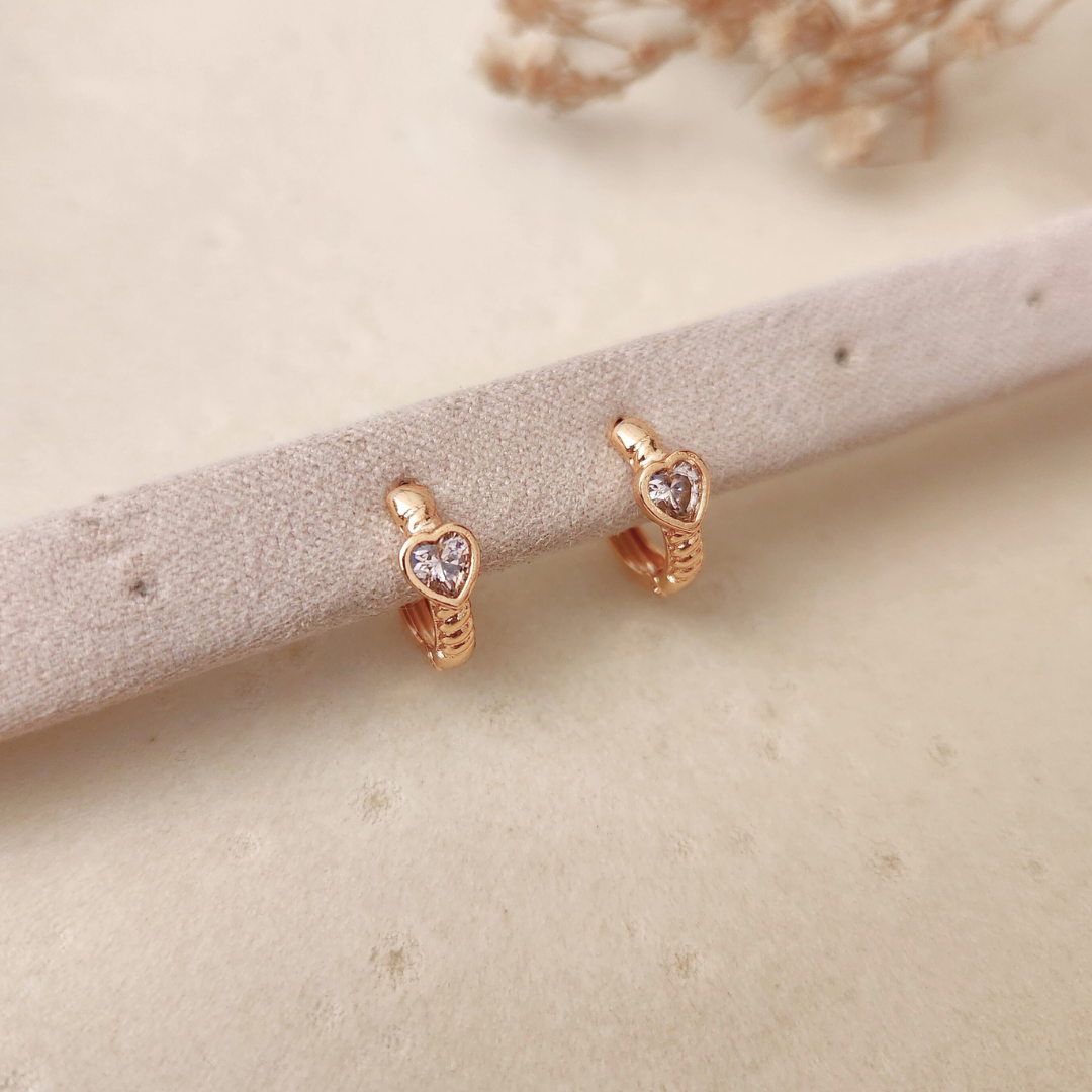Argollas Corazón Rosa - Colección Acero