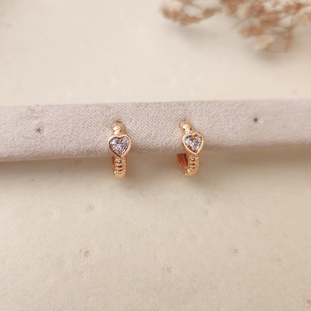 Argollas Corazón Rosa - Colección Acero