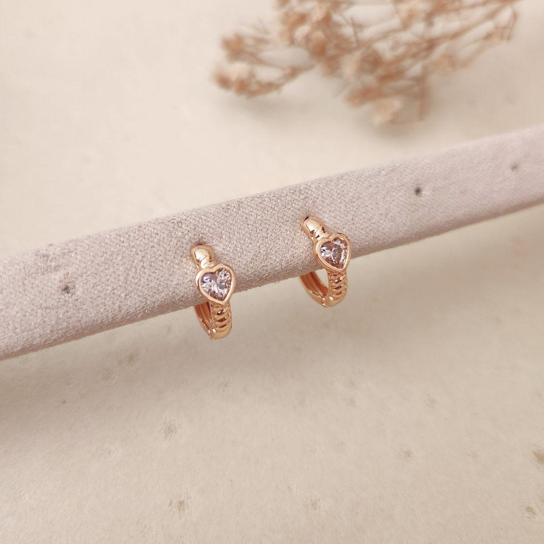 Argollas Corazón Rosa - Colección Acero