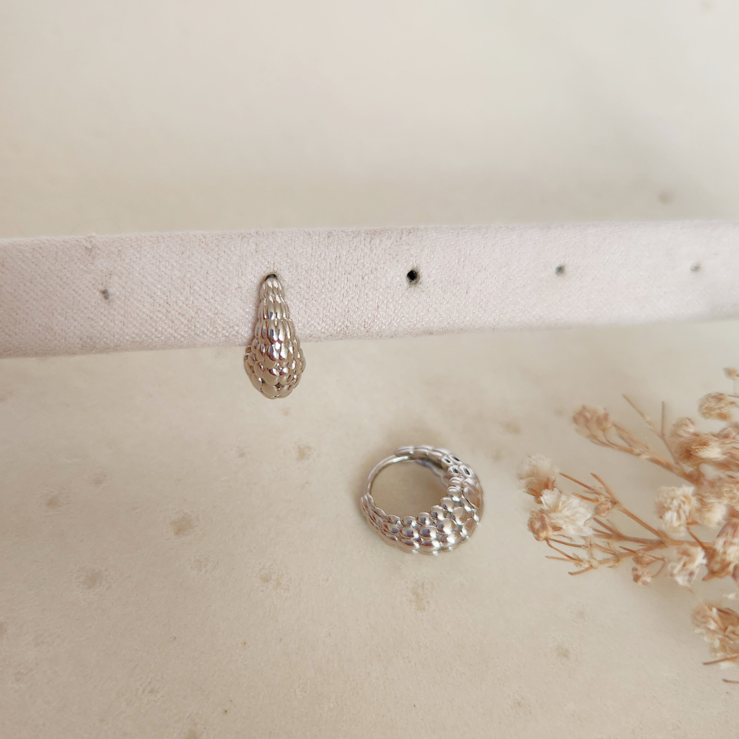 Argollas Maeva Plateado - Colección Acero