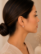 Aretes Cereza Blanca Strass - Colección Acero