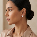 Aretes Perla Hojas - Colección Acero