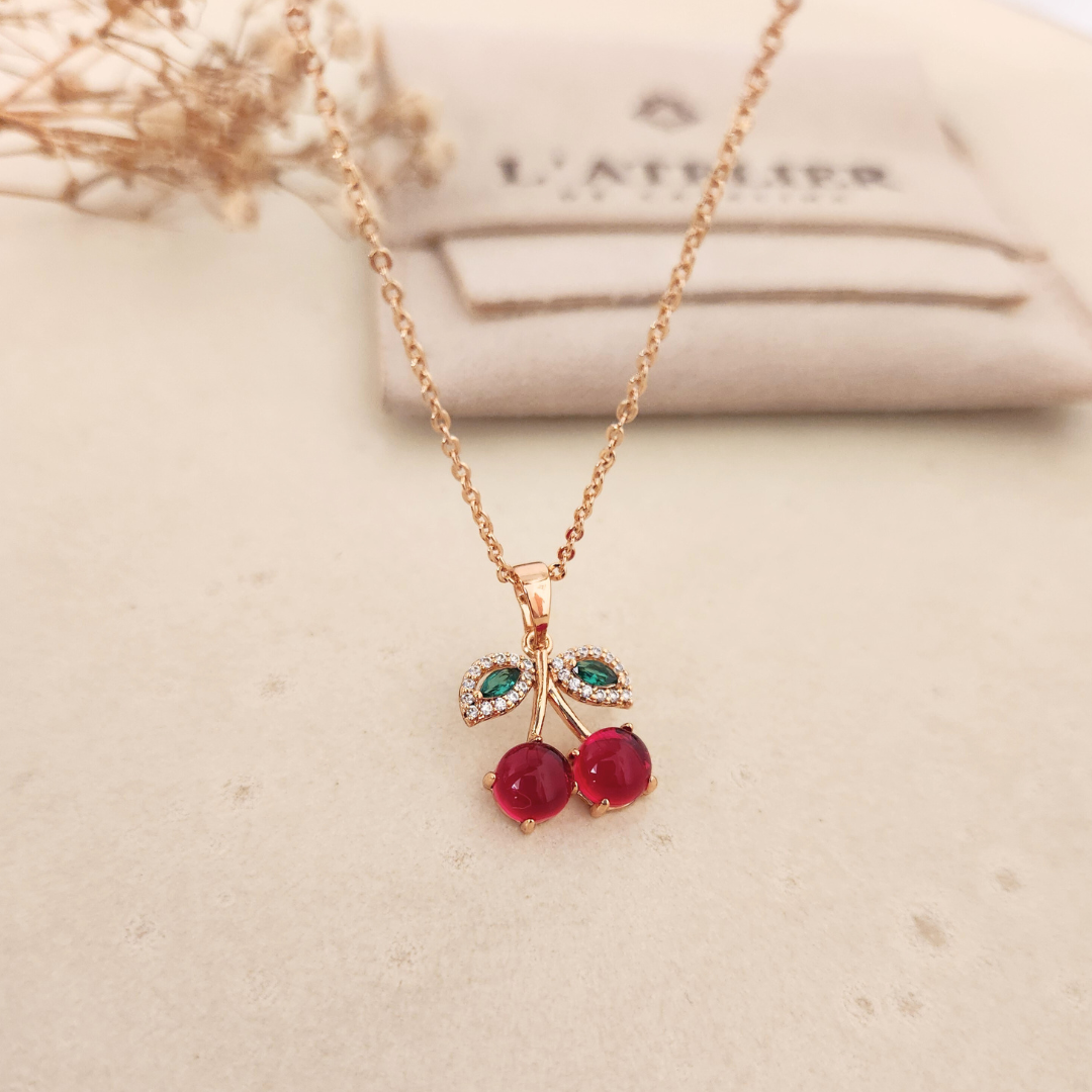 Collar Cereza Strass - Colección Acero