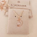 Collar Luna Corazón Strass - Colección Acero