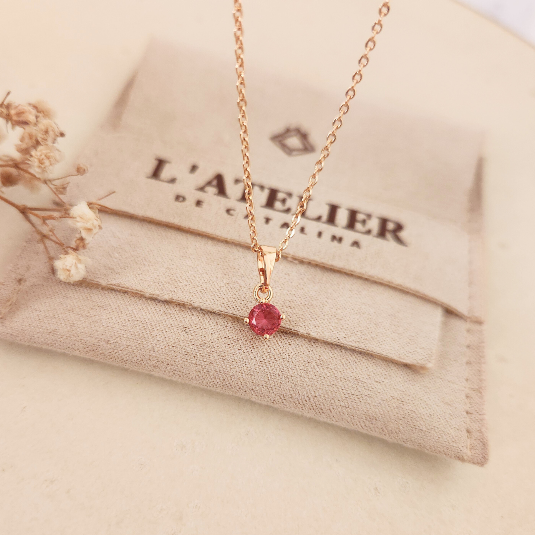 Collar Punto de Luz Rosado - Colección Acero Imagen principal del producto