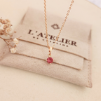 Collar Punto de Luz Rosado - Colección Acero