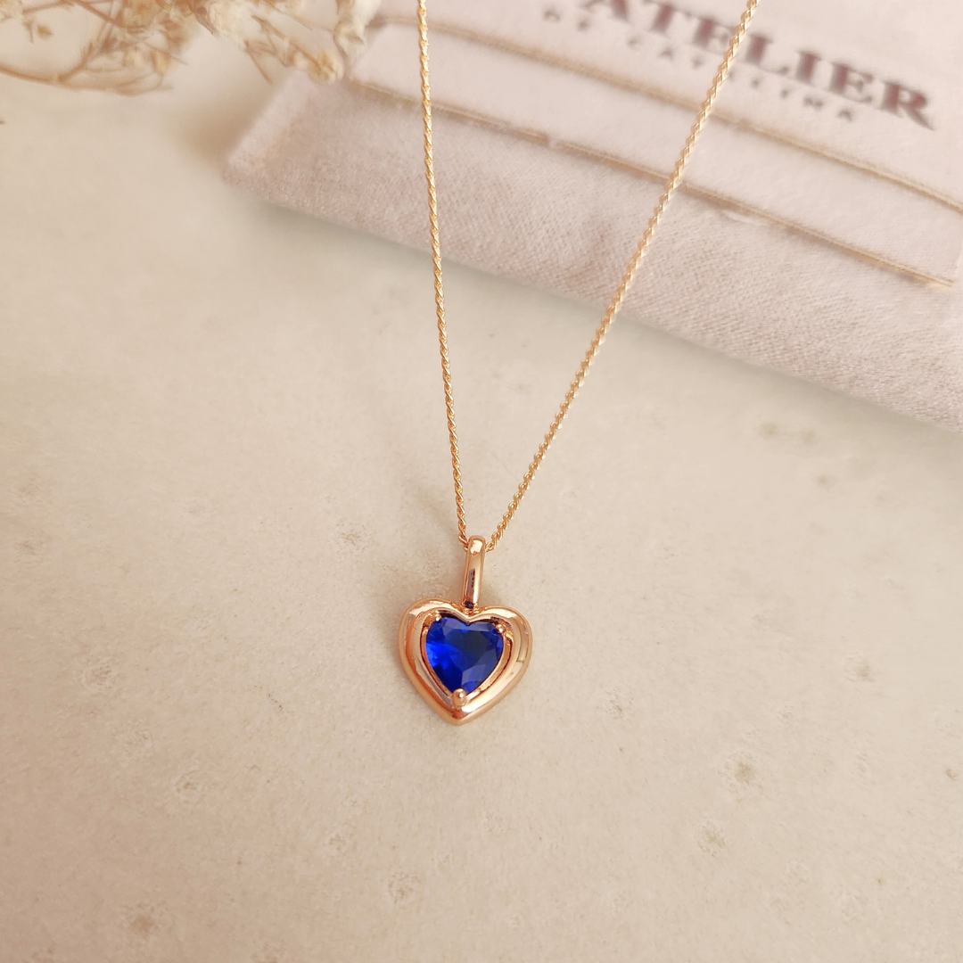 Collar Corazón Azul Rose - Colección Acero