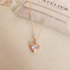 Collar Corazón Blanco Rose - Colección Acero