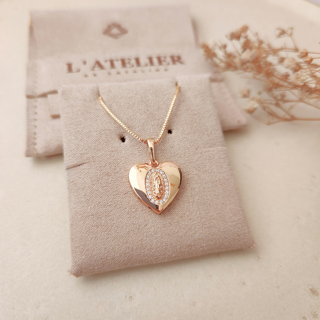 Collar Corazón Virgen de Guadalupe - Colección Acero