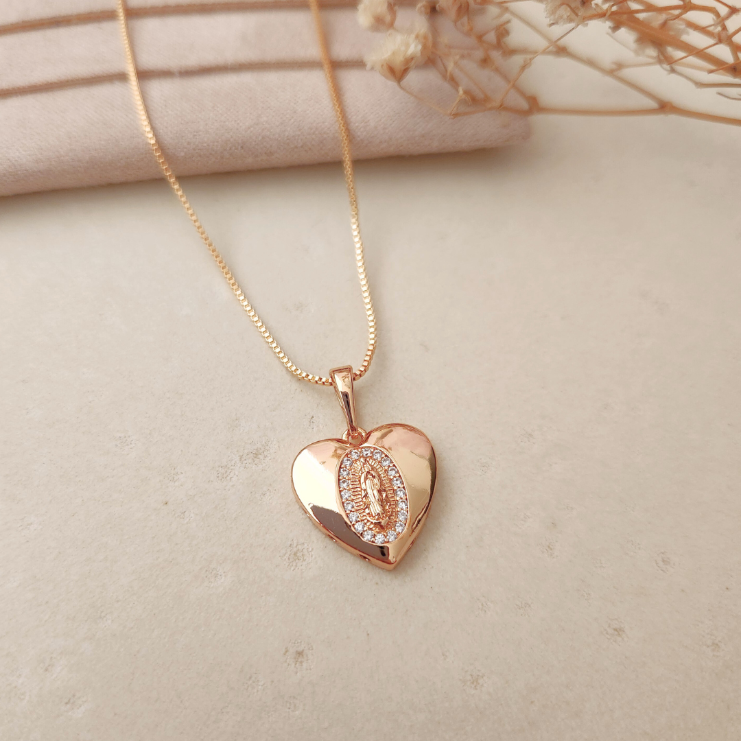 Collar Corazón Virgen de Guadalupe - Colección Acero Imagen secundaria del producto